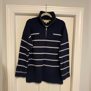 Michael Stars navy and white striped nautical over-sized sweater.